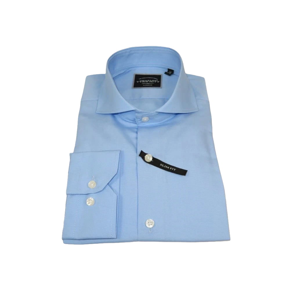 Men's Shirt Charles TYRWHITT 100% Cotton Cut-away Collar CHT-19 Blue