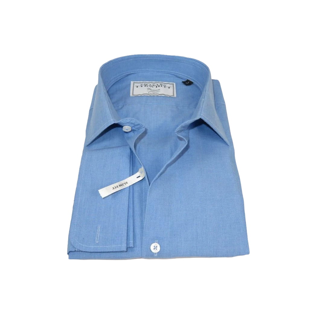 Men's Shirt Charles TYRWHITT Turkey 100% Cotton French Cuffs CHT-1 Blue