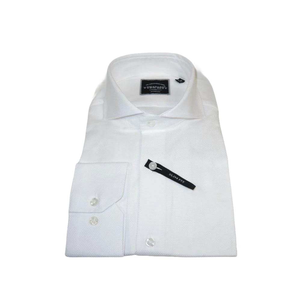 Men's Shirt Charles TYRWHITT 100% Cotton Cut-away Collar CHT-21 White Pique
