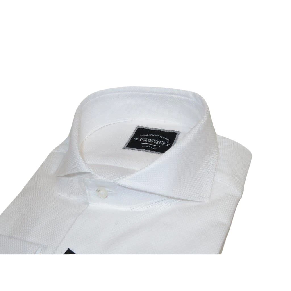 Men's Shirt Charles TYRWHITT 100% Cotton Cut-away Collar CHT-21 White Pique