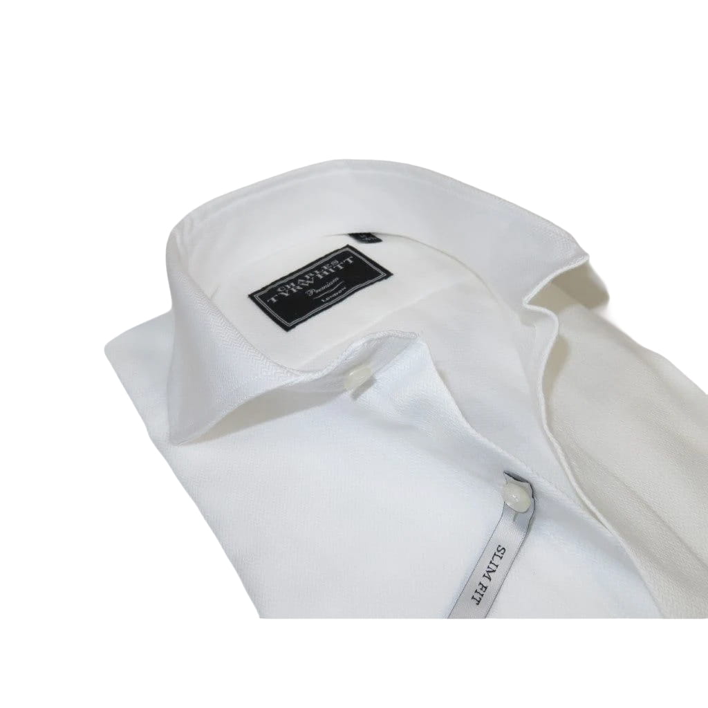 Men's Shirt Charles TYRWHITT 100% Cotton Cut-away Collar CHT-23 White Pique