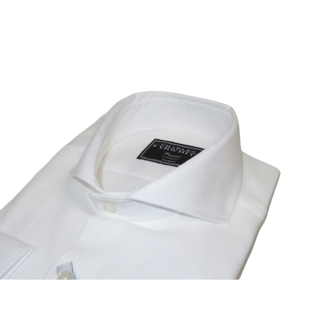 Men's Shirt Charles TYRWHITT 100% Cotton Cut-away Collar CHT-23 White Pique
