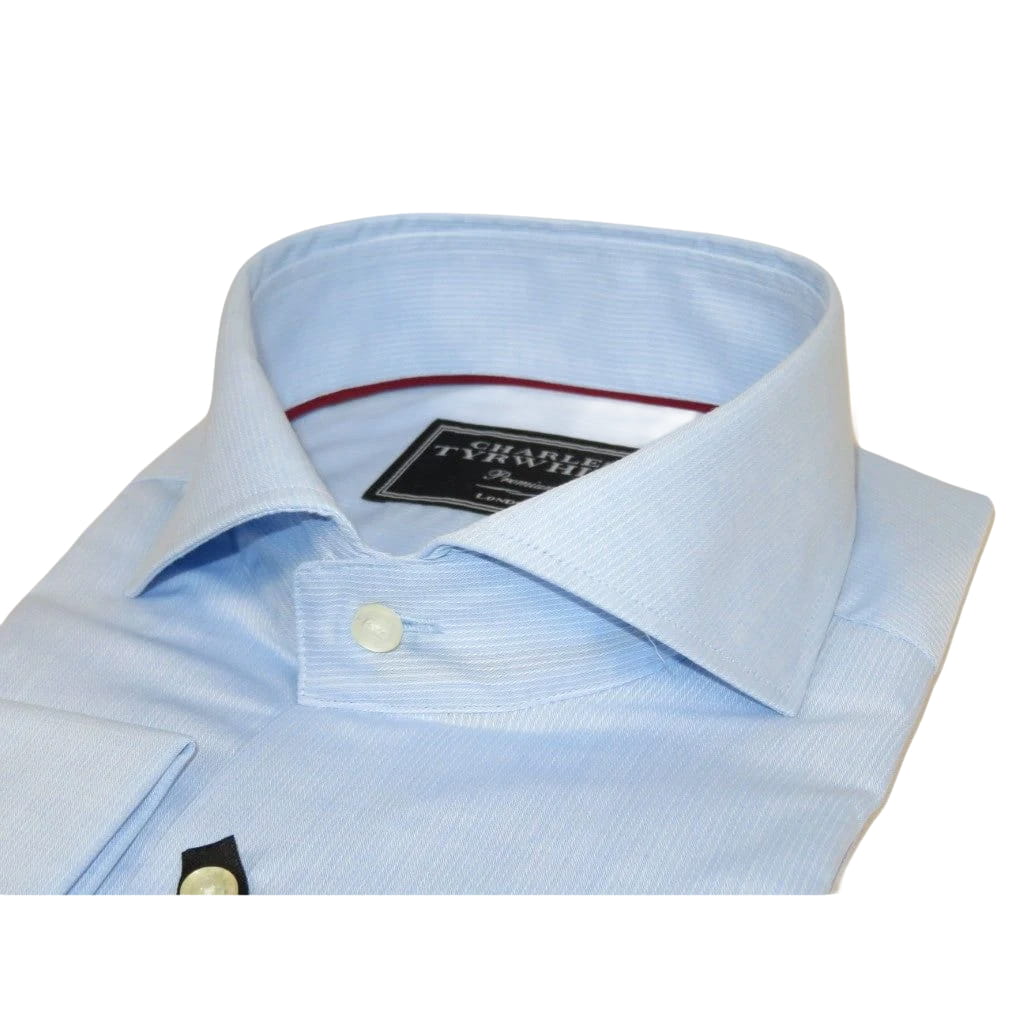 Men's Shirt Charles TYRWHITT Turkey 100% Cotton Cut-away Collar CHT-28 Blue