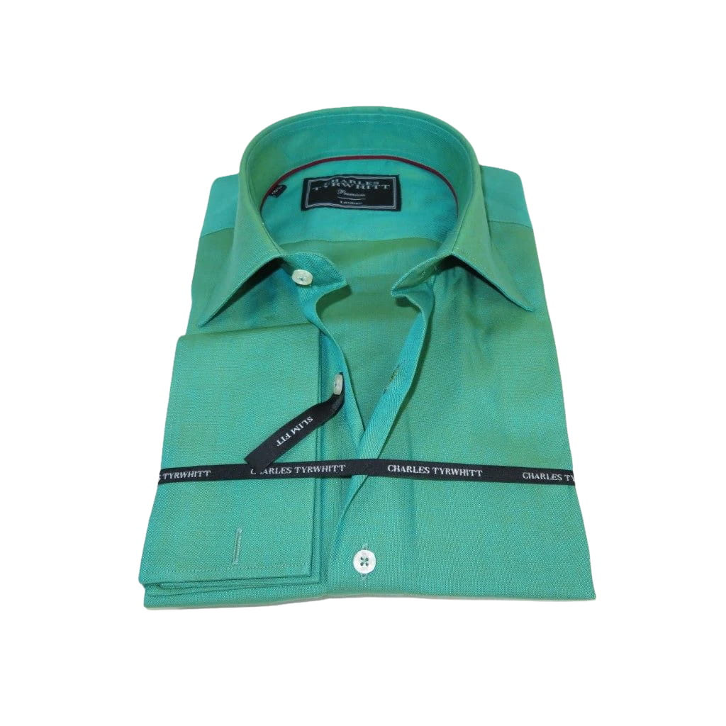 Men's Shirt Charles TYRWHITT Turkey 100% Cotton French Cuffs CHT-2 Green