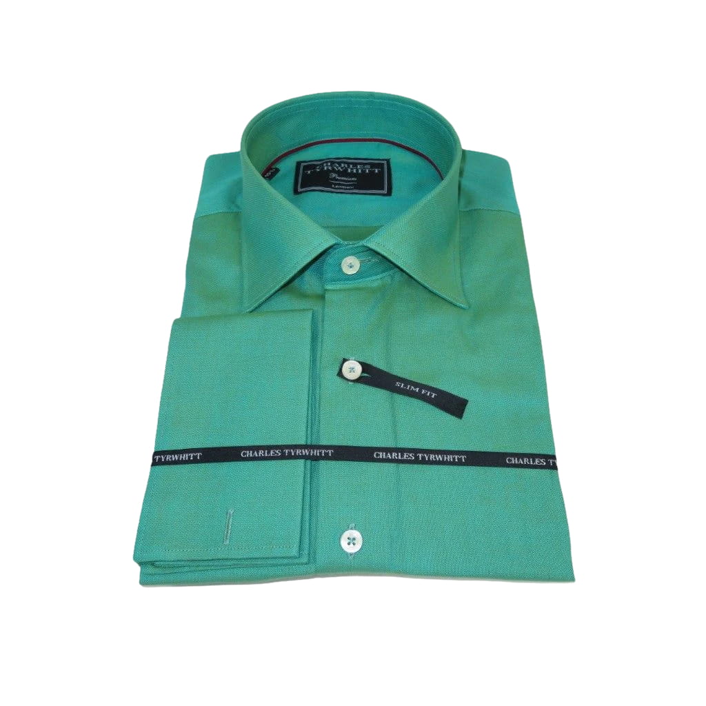 Men's Shirt Charles TYRWHITT Turkey 100% Cotton French Cuffs CHT-2 Green