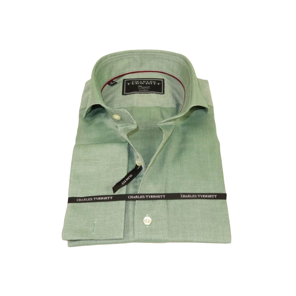 Men's Shirt Charles TYRWHITT Turkey 100% Cotton French Cuffs CHT-4 Green