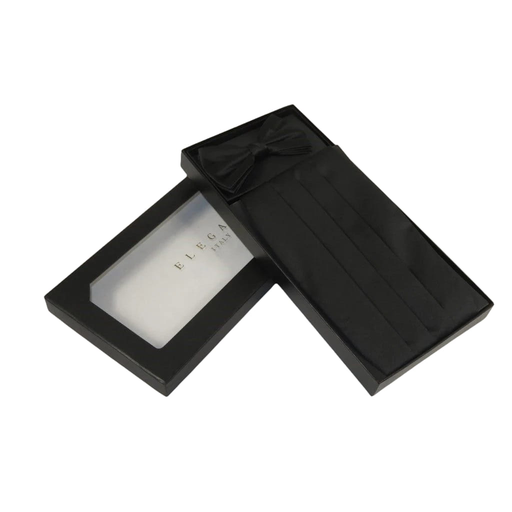 Men's J.Valintin Formal Cummerbund Bow Tie Set For Tuxedo CMB1 Black