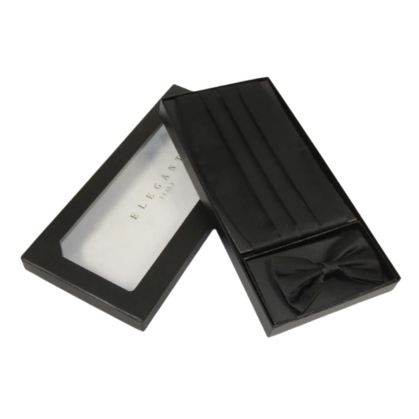 Men's J.Valintin Formal Cummerbund Bow Tie Set For Tuxedo CMB1 Black