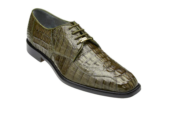 Mens Belvedere Business Shoes Chapo Genuine Crocodile Leather 1465 Olive