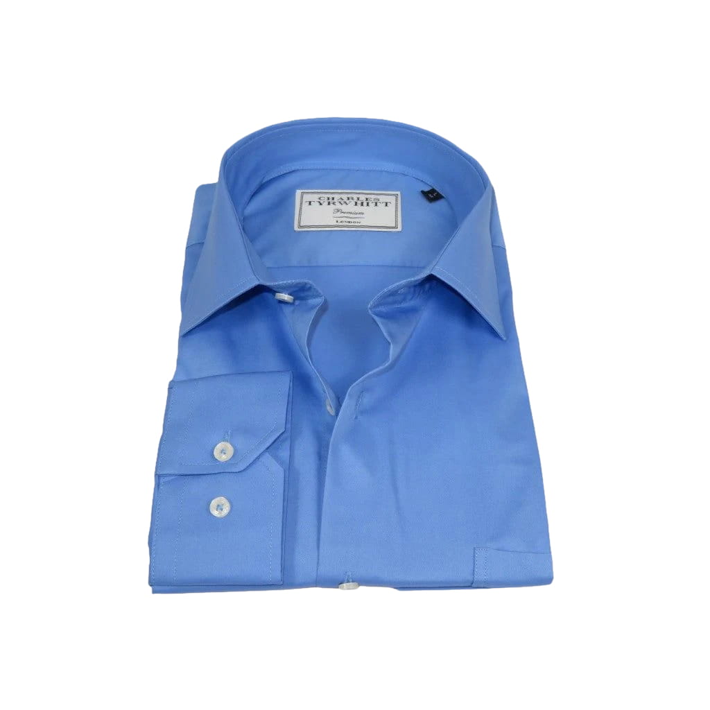 Men's Shirt Charles TYRWHITT Turkey 100% Cotton Spread Collar CHT-13 Blue