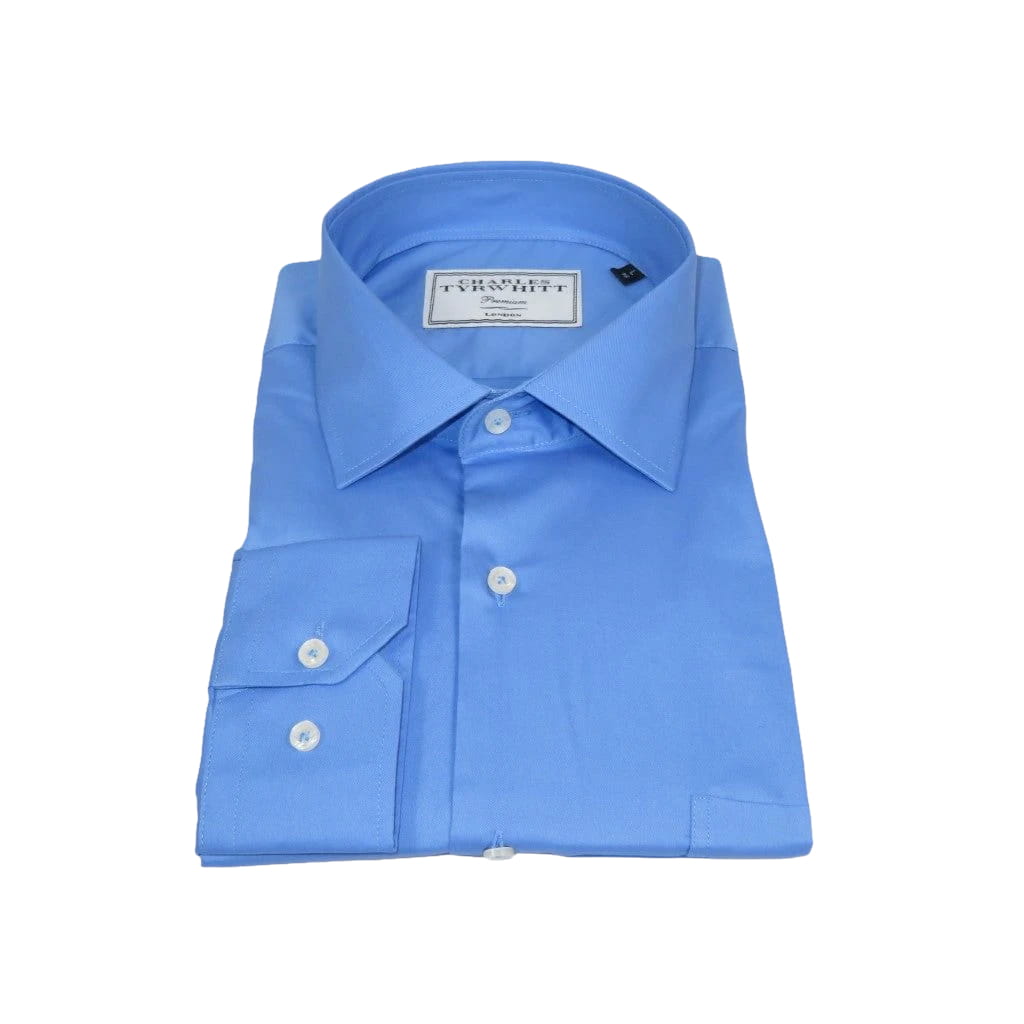 Men's Shirt Charles TYRWHITT Turkey 100% Cotton Spread Collar CHT-13 Blue