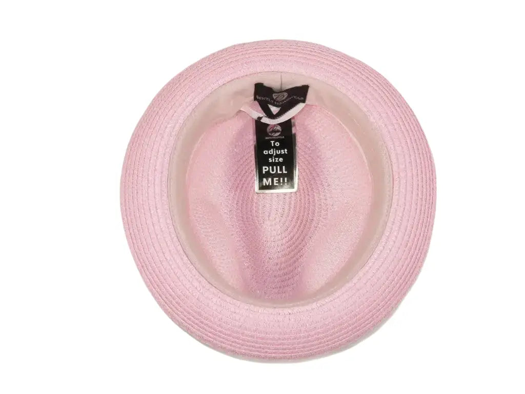 Men's Bently Semi Crushable Fedora Briad Straw Hat Dante DA220 Pink/White