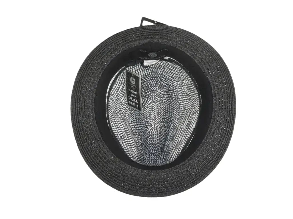 Men's Bently Semi Crushable Fedora Briad Straw Hat Dante DA221 Black White
