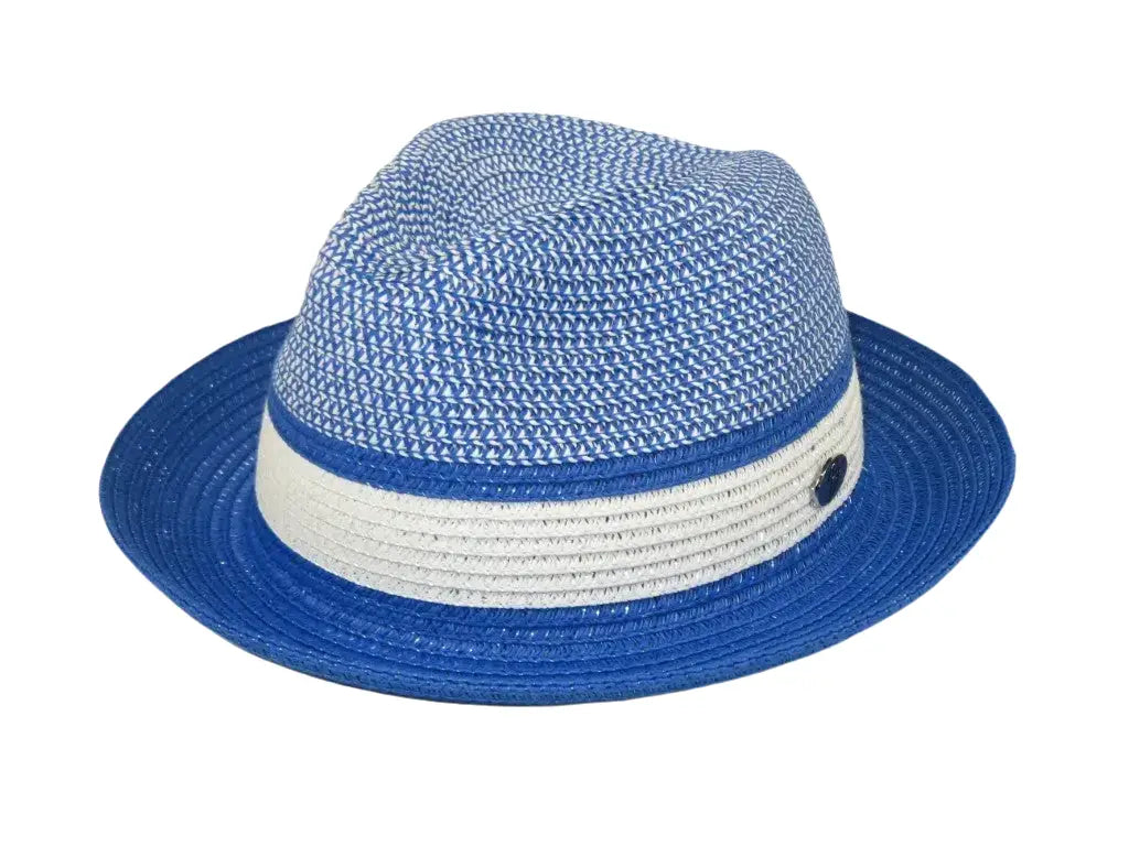 Men's Bently Semi Crushable Fedora Briad Straw Hat Dante DA222 Royal White