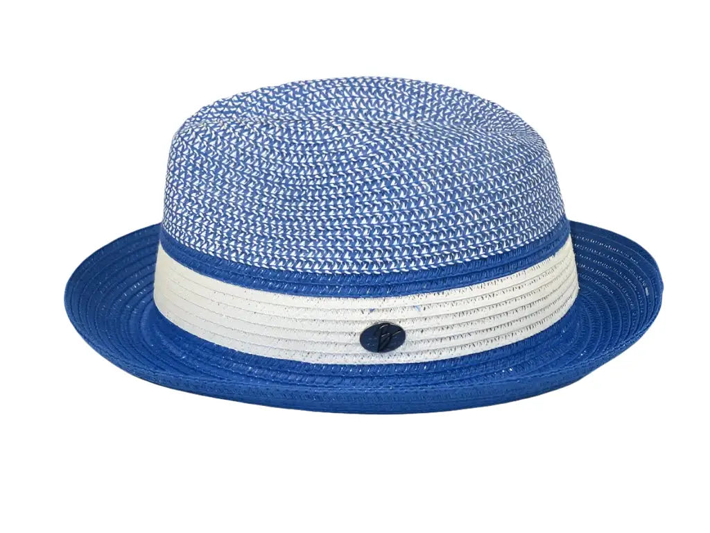 Men's Bently Semi Crushable Fedora Briad Straw Hat Dante DA222 Royal White
