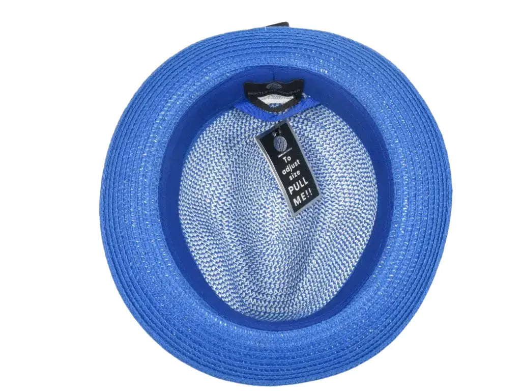 Men's Bently Semi Crushable Fedora Briad Straw Hat Dante DA222 Royal White