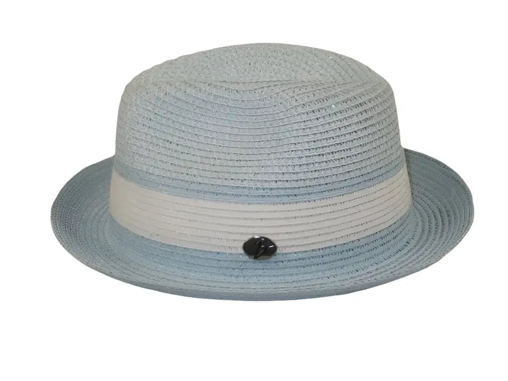 Men's Bently Semi Crushable Fedora Briad Straw Hat Dante DA223 Blue White