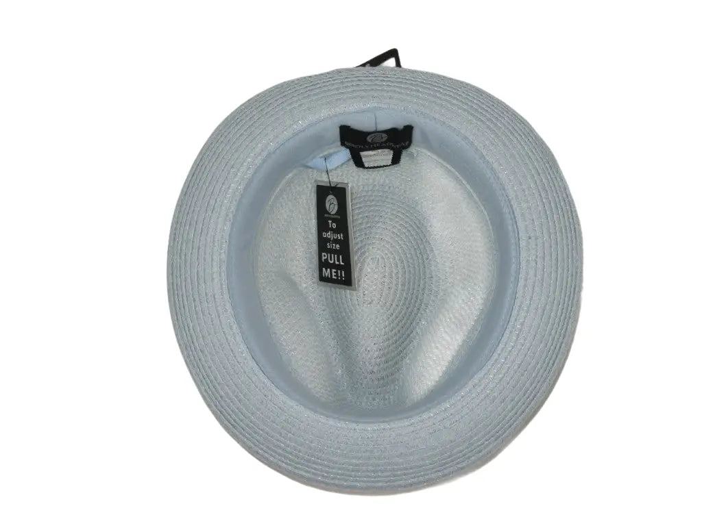 Men's Bently Semi Crushable Fedora Briad Straw Hat Dante DA223 Blue White