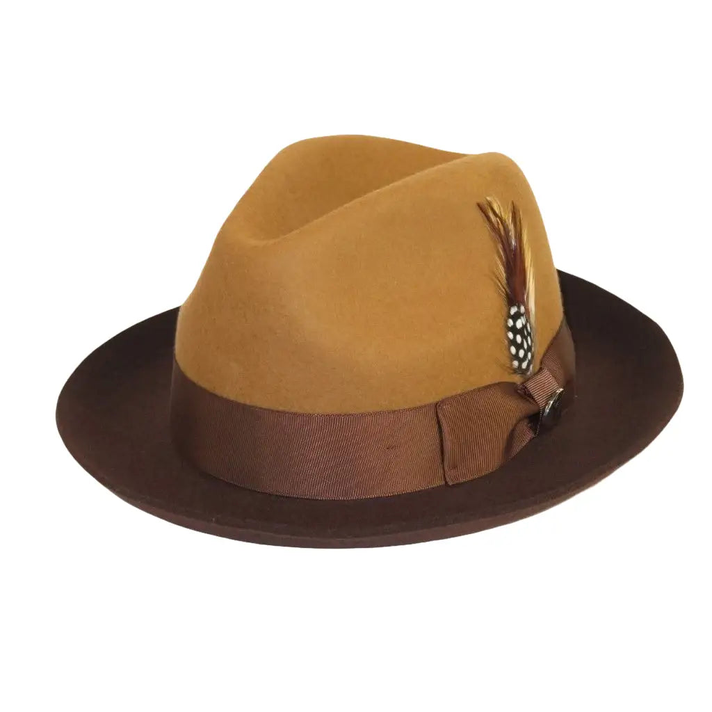 Men BENTLY Hat Australian Wool Fedora Damien Collection DM752 Camel/Brown