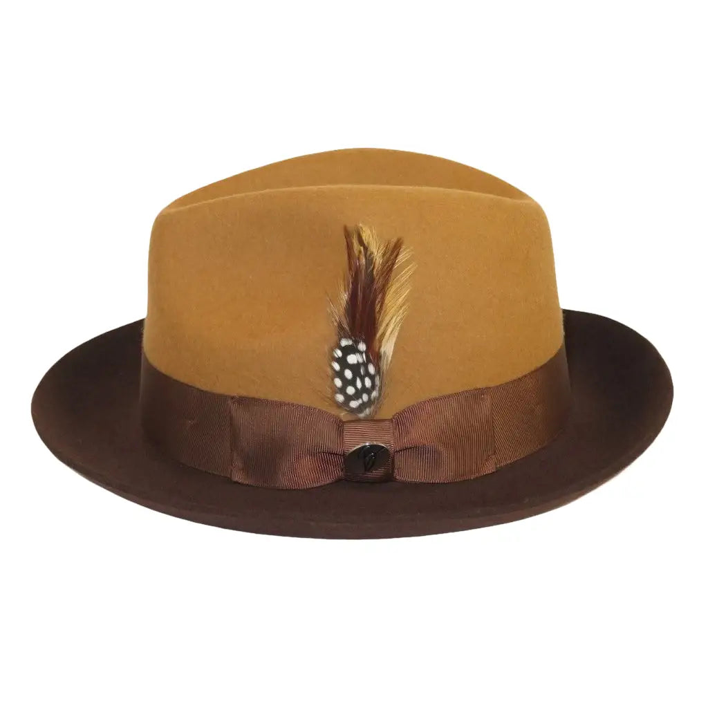 Men BENTLY Hat Australian Wool Fedora Damien Collection DM752 Camel/Brown