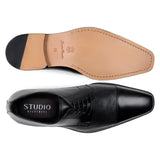 Belvedere Studio Men's Dress Shoes Alexander Deerskin Leather Black
