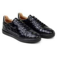 Belvedere Kingstone Genuine Pirarucu Leather Lace Up Sneakers Black Br02