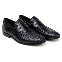 Belvedere Luca Italian Leather Penny Loafer Slip On Shoes Black