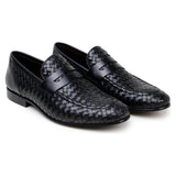 Belvedere Luca Italian Leather Penny Loafer Slip On Shoes Black