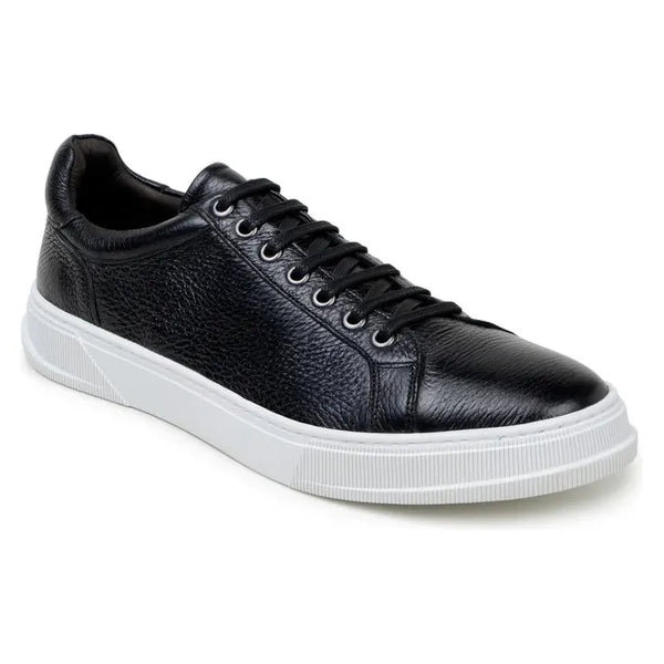 Matteo Black Belvedere Shoes Sneaker Deerskin Leather Black