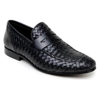 Belvedere Luca Italian Leather Penny Loafer Slip On Shoes Black