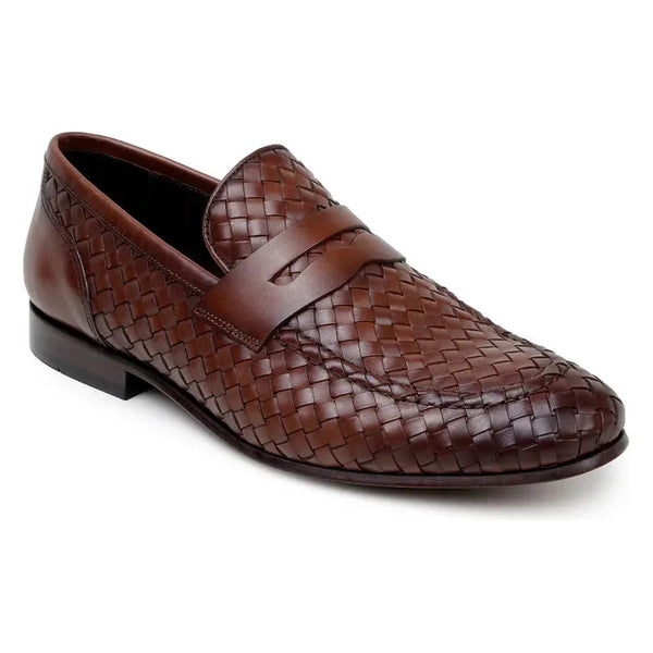 Belvedere Luca Italian Leather Penny Loafer Slip On Shoes Ant. Tan