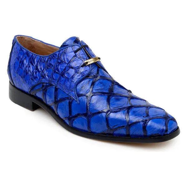 Belvedere Men's Shoes Renzo Pirarucu Lace Up Derby's Royal Blue Br01