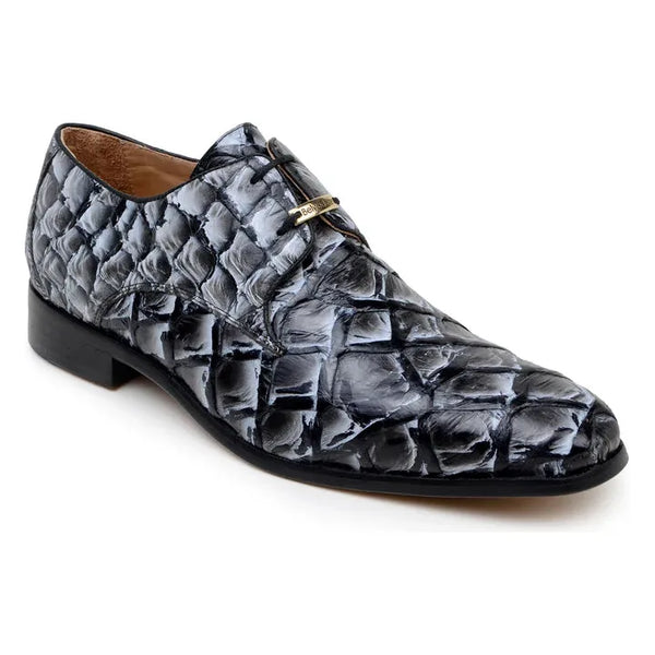 Belvedere Men's Shoes Renzo Pirarucu Lace Up Derby's Renzo Ivory Black Br01