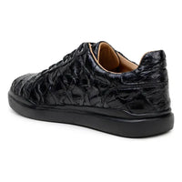 Belvedere Kingstone Genuine Pirarucu Leather Lace Up Sneakers Black Br02