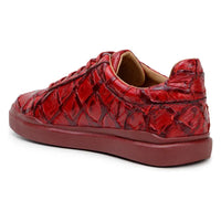 Belvedere Kingstone Genuine Pirarucu Leather Lace Up Sneakers Red Br02