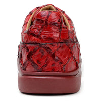 Belvedere Kingstone Genuine Pirarucu Leather Lace Up Sneakers Red Br02