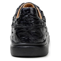 Belvedere Kingstone Genuine Pirarucu Leather Lace Up Sneakers Black Br02