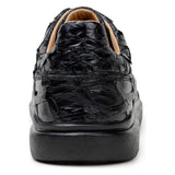 Belvedere Kingstone Genuine Pirarucu Leather Lace Up Sneakers Black Br02