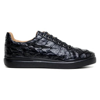 Belvedere Kingstone Genuine Pirarucu Leather Lace Up Sneakers Black Br02