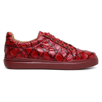Belvedere Kingstone Genuine Pirarucu Leather Lace Up Sneakers Red Br02