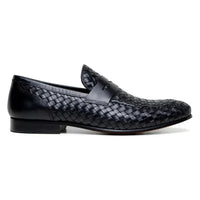 Belvedere Luca Italian Leather Penny Loafer Slip On Shoes Black