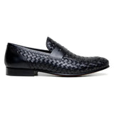 Belvedere Luca Italian Leather Penny Loafer Slip On Shoes Black