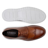 Belvedere Studio Enzo Men's Walking Lace Up Sneaker Leather Ant. Tan