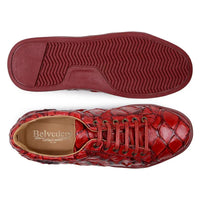 Belvedere Kingstone Genuine Pirarucu Leather Lace Up Sneakers Red Br02