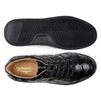 Belvedere Kingstone Genuine Pirarucu Leather Lace Up Sneakers Black Br02