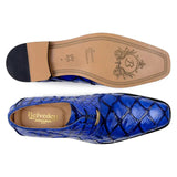Belvedere Men's Shoes Renzo Pirarucu Lace Up Derby's Royal Blue Br01