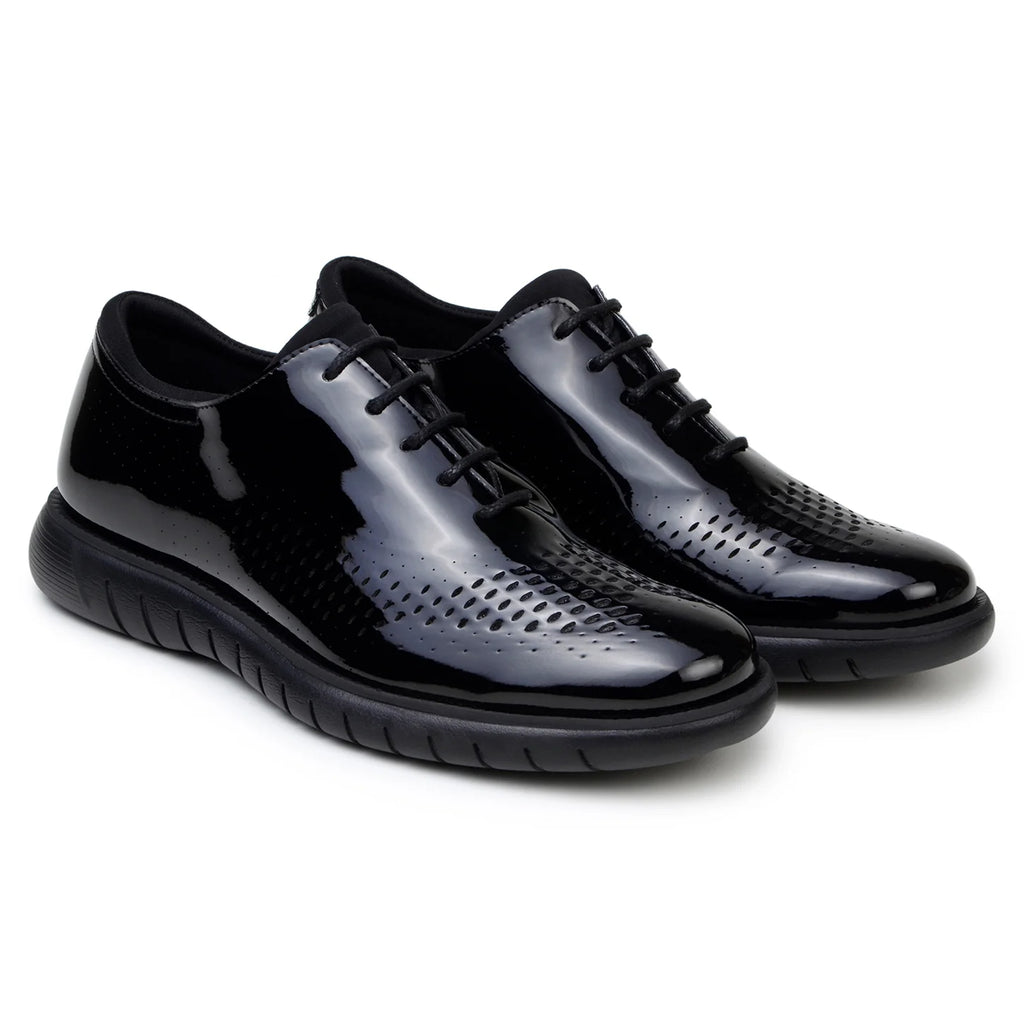 Belvedere Men's Shoes Maxim Wingtip Rich Patent Leather Black Sneaker