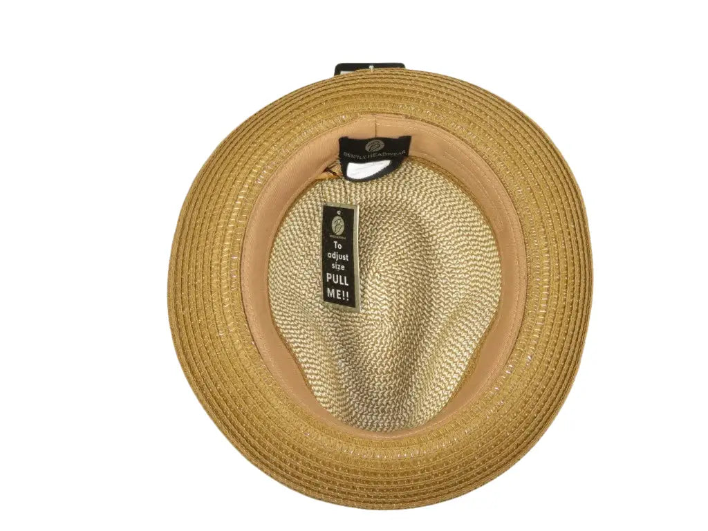 Men's Bently Semi Crushable Fedora Briad Straw Hat Dante DA224 Ivory Cognac