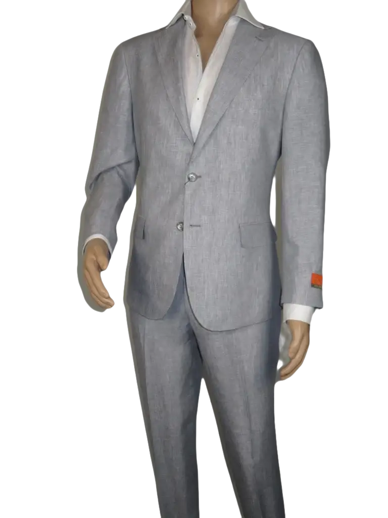 Men's ENZO 100% Linen Spring Summer Suit Light Weight Breathable E58302-4 Gray