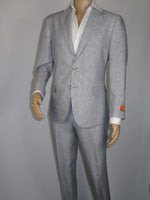 Men's ENZO 100% Linen Spring Summer Suit Light Weight Breathable E58302-4 Gray